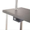 Ore International 6951ASN Dru Square Side Table Floor Lamp & Charging and USB Station, Brush Silver view 3
