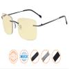 CessBlu Blue Light Blocking Glasses for Men Reading Computer Anti Glare UV Eyeglasses Flexible Rimless Yellow Filter (Black)+2.0 view 2