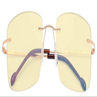 CessBlu Blue Light Blocking Glasses for Men Reading Computer Anti Glare UV Eyeglasses Flexible Rimless Yellow Filter (Gold)+0.5