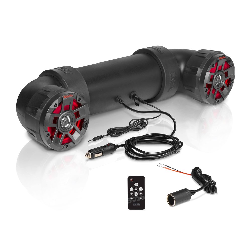 BOSS Audio Systems UTV4BRGB ATV Sound System - 4 Inch Speakers, Tweeters, IPX5 Weatherproof, Bluetooth, Built-in Amplifier, Multi-Color Illumination
