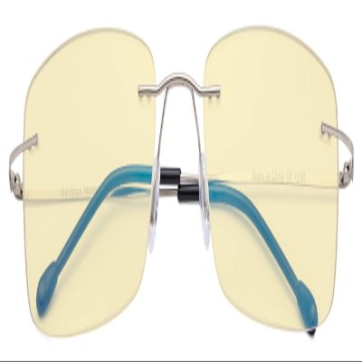 CessBlu Blue Light Blocking Glasses for Men Reading Computer Anti Glare UV Eyeglasses Flexible Rimless Yellow Filter (Silver)+2.75
