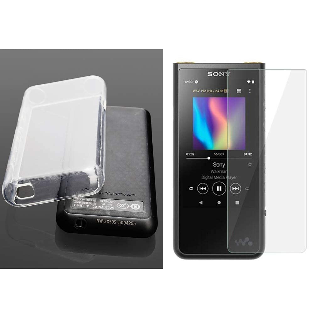 for Sony ZX500 ZX505 Case,Soft Clear TPU Protective Skin Case Cover for Sony Walkman NW-ZX500 ZX505 ZX507 (with Glass, Clear)