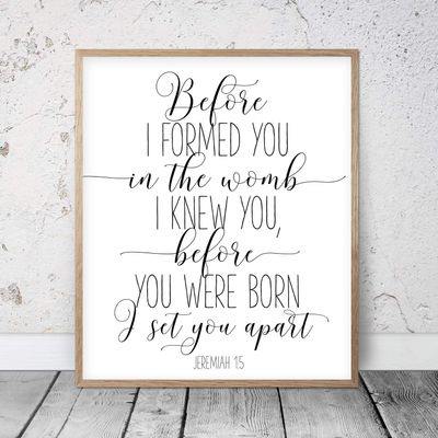 daoyiqi Wood Pallet Plaque with Frame Before I Formed You in The Womb I Knew You, Jeremiah 1:5, Bible Verse Printable, Nursery Decor, Scripture Wall Art Christian Gifts Kids Room Quote Sign