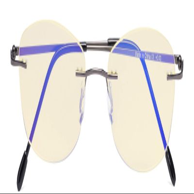 CessBlu Ladies Blue Light Blocking Glasses Anti Glare UV with Yellow Filter Eyeglasses for Women Reading Screen Rimless (Gunmetal)+1.75