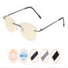CessBlu Ladies Blue Light Blocking Glasses Anti Glare UV with Yellow Filter Eyeglasses for Women Reading Screen Rimless (Gunmetal)+1.75 view 2