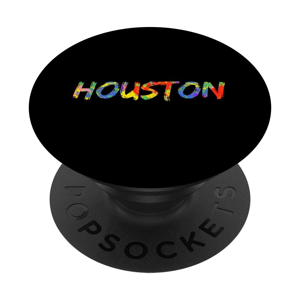 Houston Texas Colorful City Pride Rainbow Art Gift Houston PopSockets PopGrip: Swappable Grip for Phones & Tablets