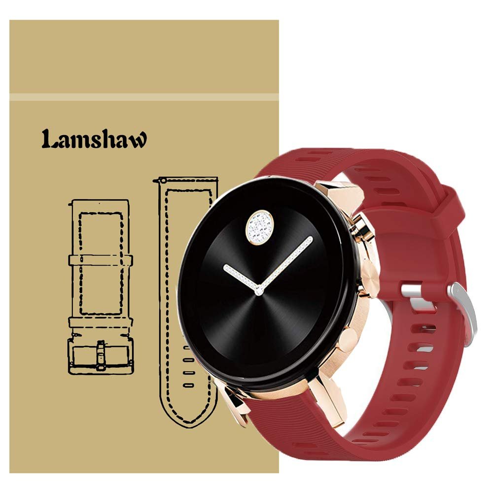 200Pcs Compatible for Movado 2.0 Smartwatch Band, Blueshaw Sport Replacement Strap Soft Silicone Straps Compatible for Movado Connect 2.0 Smartwatch 40mm / 42mm (Red)