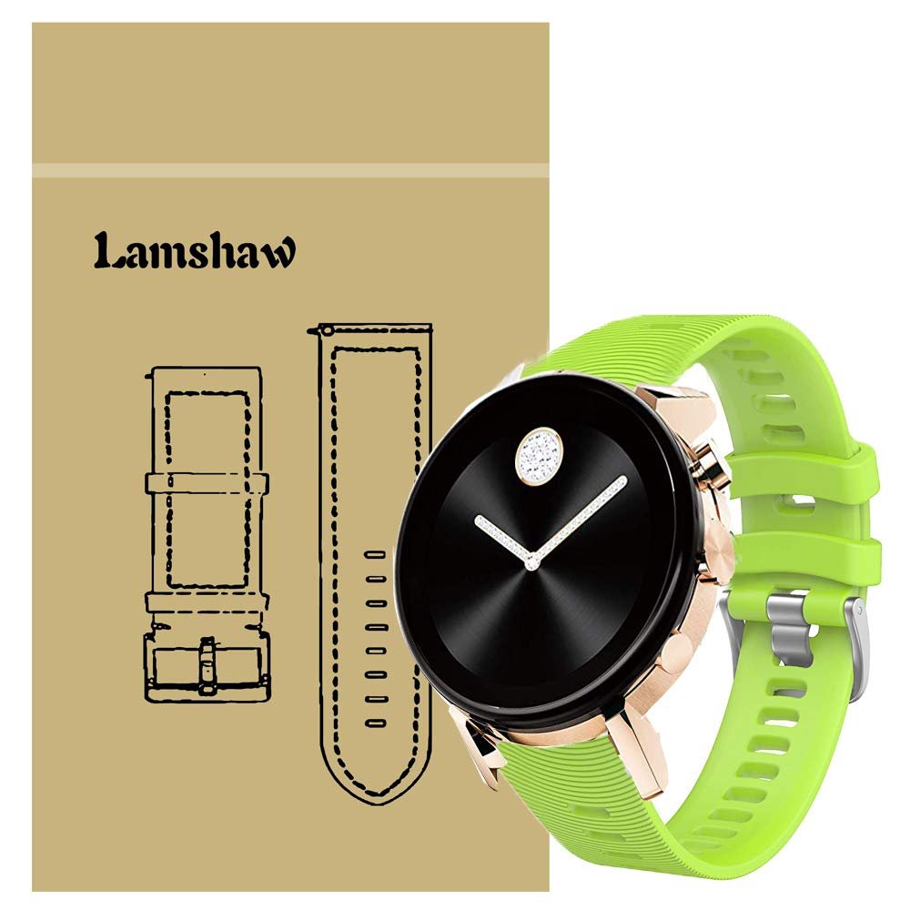 200Pcs Compatible for Movado 2.0 Smartwatch Band, Blueshaw Sport Replacement Strap Soft Silicone Straps Compatible for Movado Connect 2.0 Smartwatch 40mm / 42mm (Green)