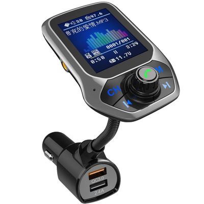 Bluetooth FM Transmitter Color Screen Car Audio Mp3 Player Wireless FM Modulator Handsfree Bluetooth Car Kit with QC 3.0 Dual USB Car Charger Support TF & U Disk