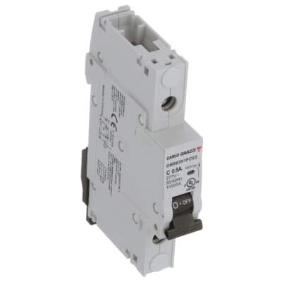 CARLO GAVAZZI GMB63H1PC0.5 (Box of 12) Single-Pole UL489 Miniature Circuit Breaker. 480Y/277VAC, 0.5 AMP, C-Curve with Lug TERMINALS. Interruption Rating of 10KA.