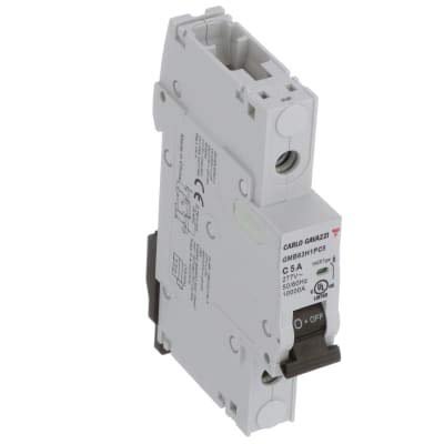 CARLO GAVAZZI GMB63H1PC5 (Box of 12) Single-Pole UL489 Miniature Circuit Breaker. 480Y/277VAC, 5 AMPS, C-Curve with Lug TERMINALS. Interruption Rating of 10KA.