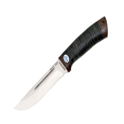 Swift Hunting Knife - Zlatoust City - Russian - Engraved - Tough Stainless Blade - Leather Handle - Leather Sheath