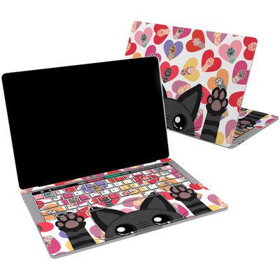 Cavka Vinyl Decal Skin Compatible for MacBook Pro 16 M3 M2 M1 14 2023 Air 15 2022 Retina 2020 Air 13 Mac 12 Cat Cool Print Design Painted Laptop Animal Sticker Watercolor Cover Paws Black Cute