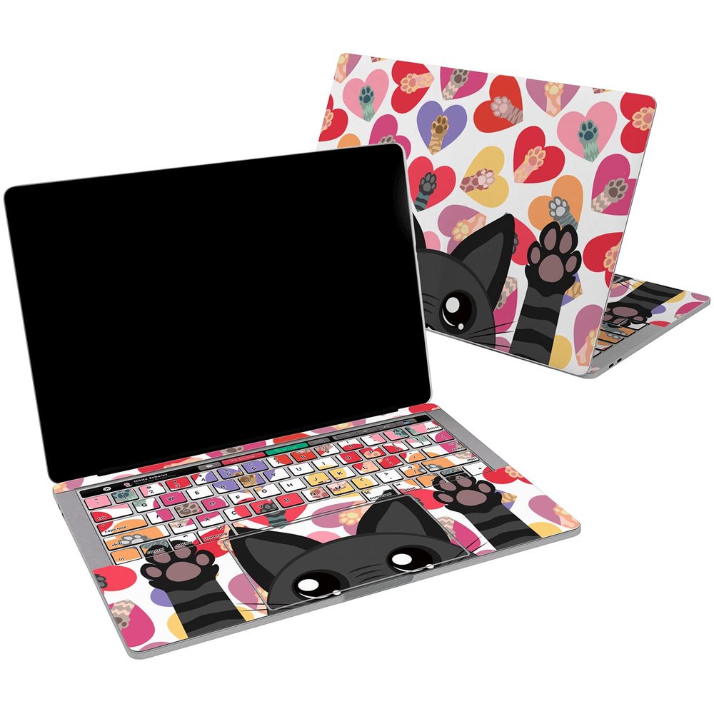 Cavka Vinyl Decal Skin Compatible for MacBook Pro 16 M3 M2 M1 14 2023 Air 15 2022 Retina 2020 Air 13 Mac 12 Cat Cool Print Design Painted Laptop Animal Sticker Watercolor Cover Paws Black Cute