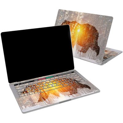 Cavka Vinyl Decal Skin Compatible for MacBook Pro 16 M3 M2 M1 14 2023 Air 15 2022 Retina 2020 Air 13 Mac 12 Misty Design Forest Wolf Laptop Aesthetic Fog Sticker Nature Nice Print Cover Animal