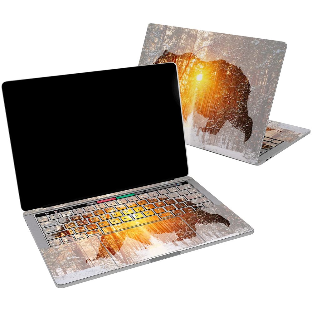 Cavka Vinyl Decal Skin Compatible for MacBook Pro 16 M3 M2 M1 14 2023 Air 15 2022 Retina 2020 Air 13 Mac 12 Misty Design Forest Wolf Laptop Aesthetic Fog Sticker Nature Nice Print Cover Animal