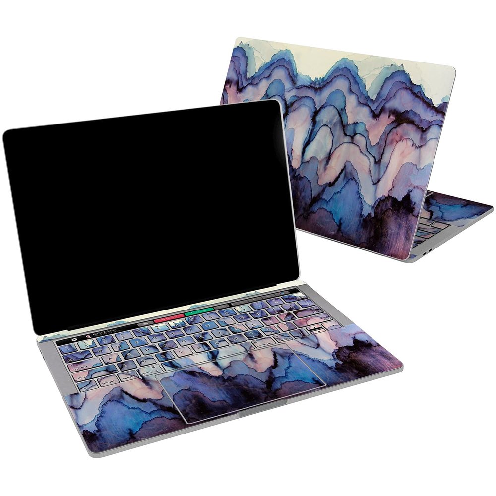 Cavka Vinyl Decal Skin Compatible for MacBook Pro 16 M3 M2 M1 14 2023 Air 15 2022 Retina 2020 Air 13 Mac 12 Watercolor Mountains Sticker Design Laptop Cover Blush Abstract Print Payne's Grey