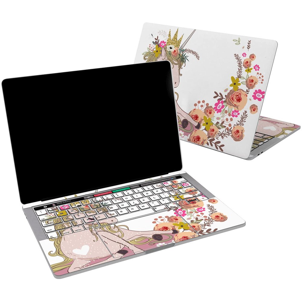 Cavka Vinyl Decal Skin Compatible for MacBook Pro 16 M3 M2 M1 14 2023 Air 15 2022 Retina 2020 Air 13 Mac 12 Roses Flowers Print Unicorn Horse Animal Cute New Cover Design Nature Laptop Sticker
