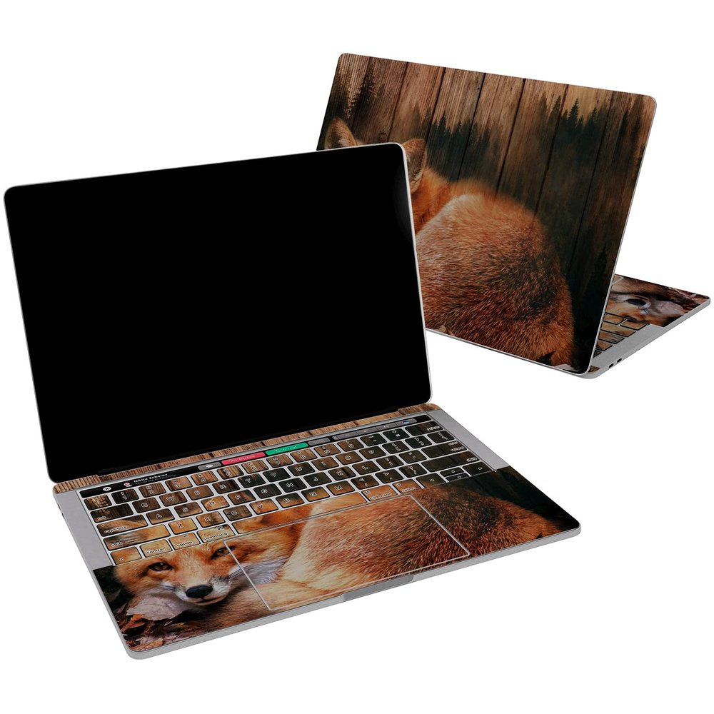 Cavka Vinyl Decal Skin Compatible for MacBook Pro 16 M3 M2 M1 14 2023 Air 15 2022 Retina 2020 Air 13 Mac 12 Cover Tree Print Wooden Fox Unique Laptop Animal Cute Sticker Board Design Orange