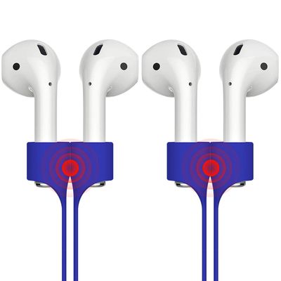 [2 Pack] Beeyoka Magnetic Strap for Airpods Silicone Anti-Lost Strap with Strong Magnetic Adsorption Connector Sports Neck Around Cord Strap for Airpods 2/1 (Blue)