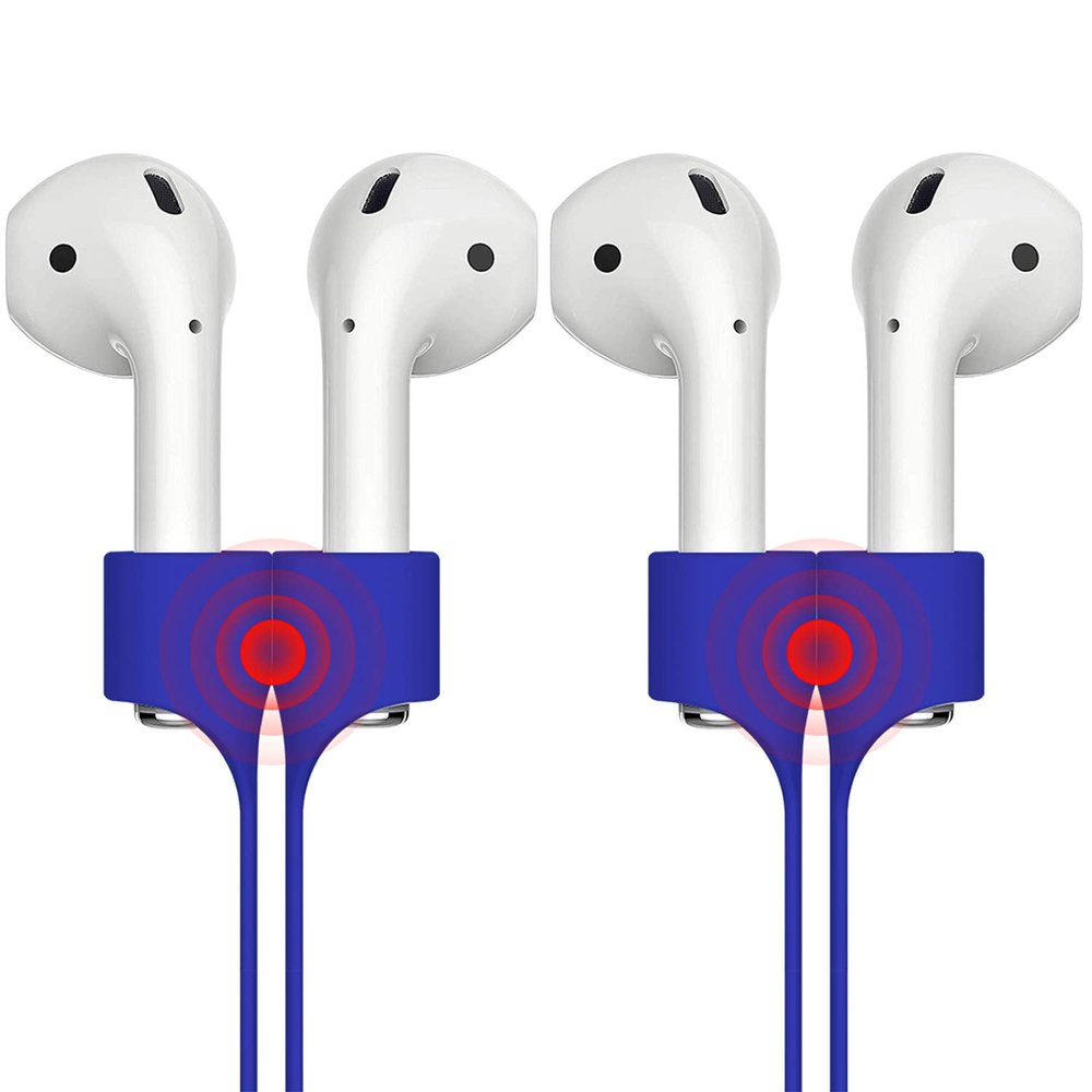 [2 Pack] Beeyoka Magnetic Strap for Airpods Silicone Anti-Lost Strap with Strong Magnetic Adsorption Connector Sports Neck Around Cord Strap for Airpods 2/1 (Blue)