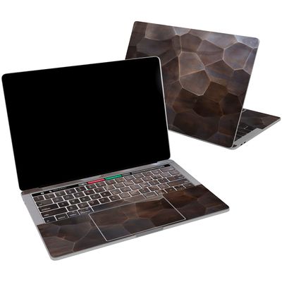 Cavka Vinyl Decal Skin Compatible for MacBook Pro 16 M3 M2 M1 14 2023 Air 15 2022 Retina 2020 Air 13 Mac 12 Wooden Print Bronze Cover Brown Abstract Mosaic Design Tile Laptop Sticker Luxury