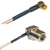 0.5 feet RG316 MCX Female Angle to N Female Bulkhead Angle RF Pigtail Coaxial Cable view 1