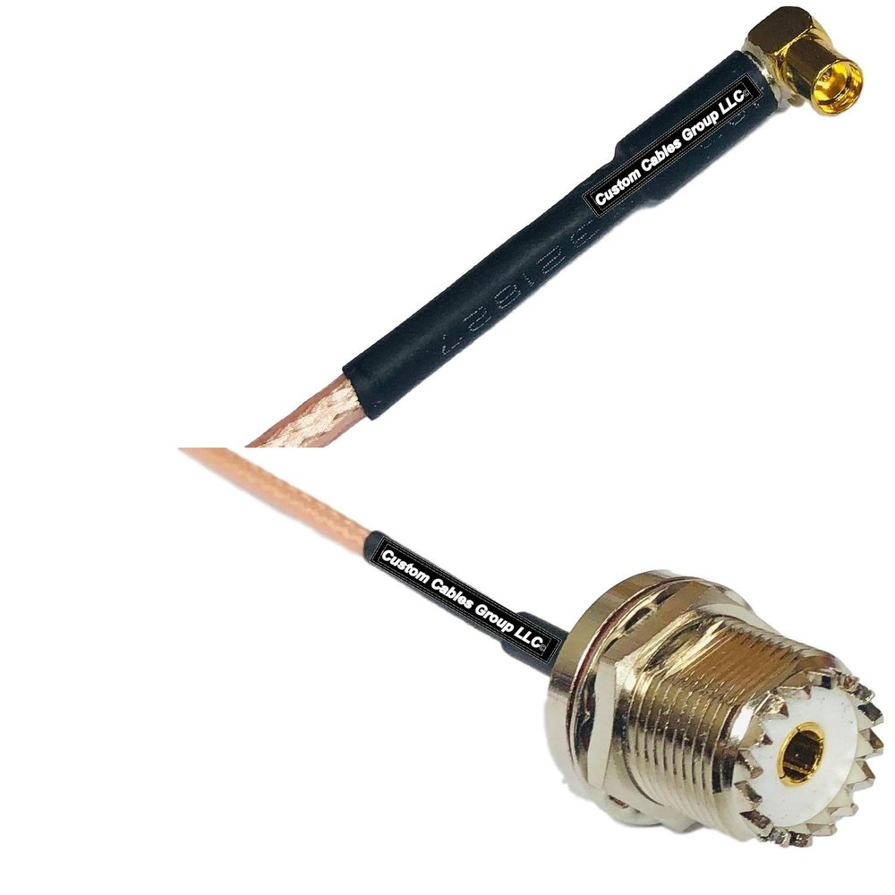 0.5 feet RG316 MMCX Female Angle to UHF Female Bulkhead RF Pigtail Coaxial Cable