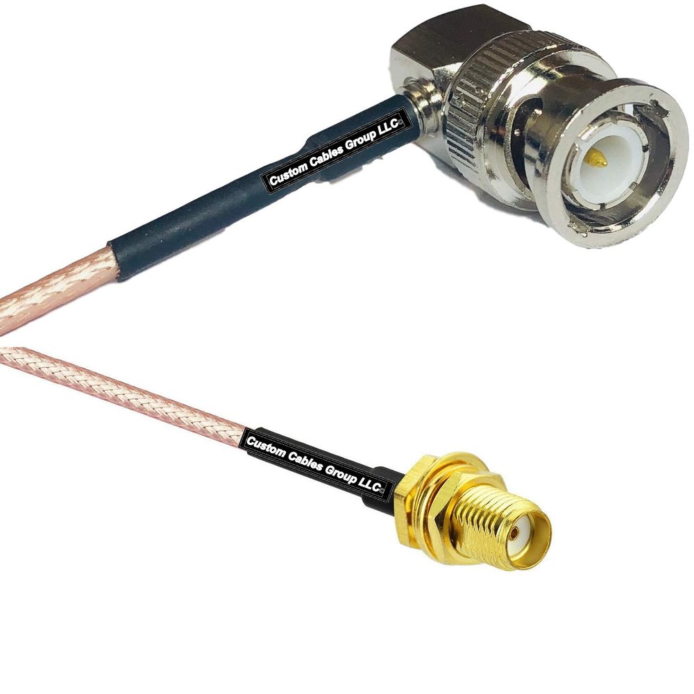 0.5 feet RG316 BNC Male Angle to SSMA Female RF Pigtail Coaxial Cable