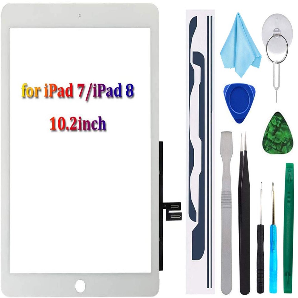T Phael White Touch Screen Digitizer Repair Kit for iPad 10.2" 2019 iPad 7 7th Gen A2197 A2198 A2200 Front Glass Replacement (Without Home Button,not Include LCD) + Tools