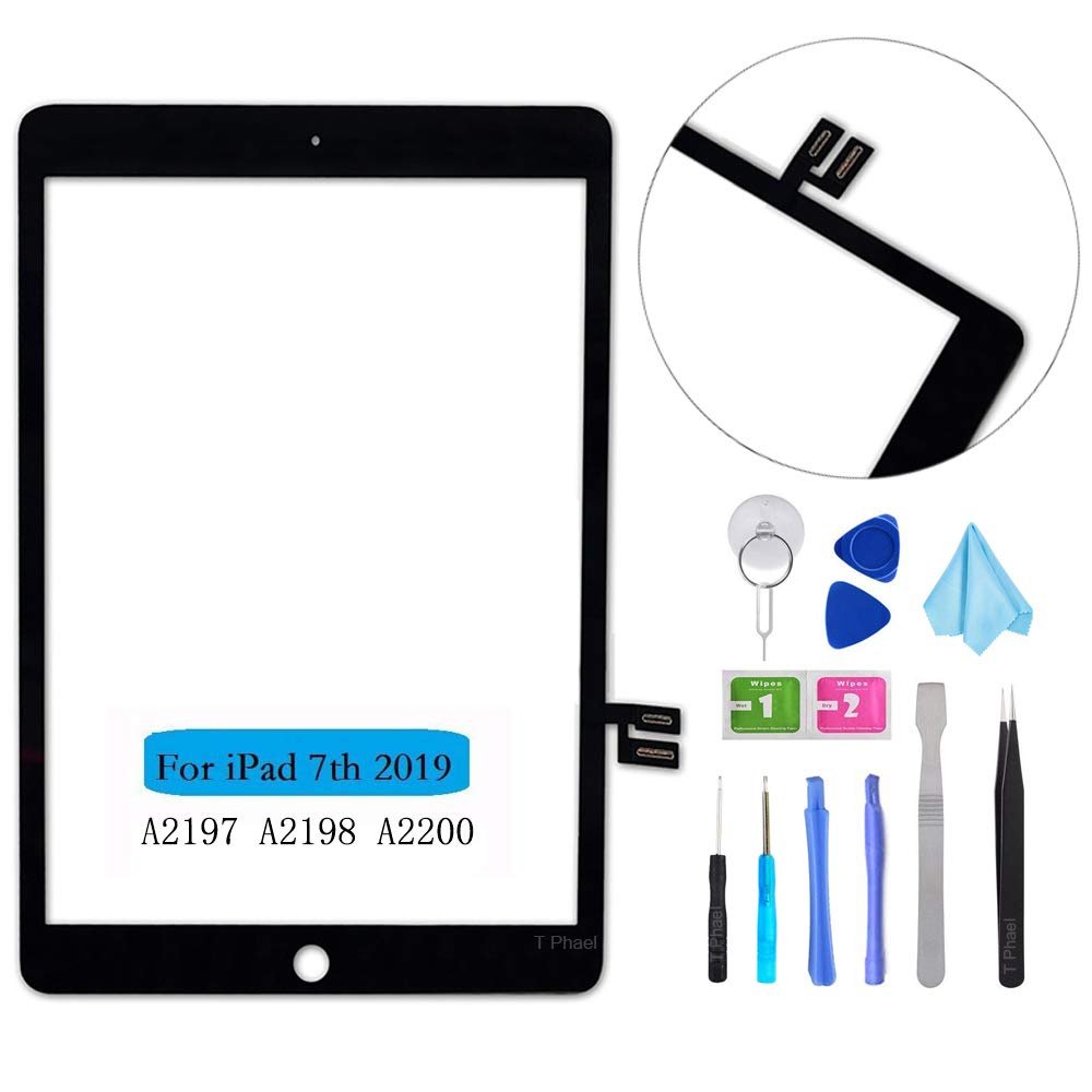 T Phael Black Touch Screen Digitizer Repair Kit for iPad 10.2" 2019 iPad 7 7th Gen A2197 A2198 A2200 (Without Home Button,not Include LCD) + Tools