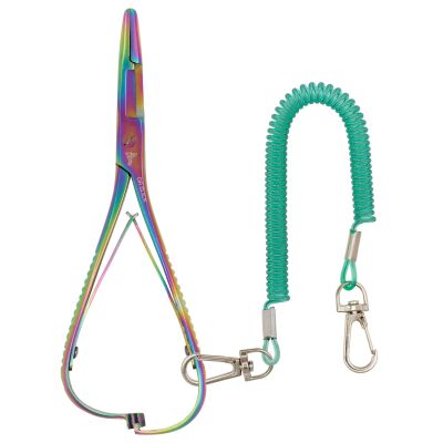 Mitten Scissor Clamp, 4-3/4", Prism Finish, Straight, (1/2) (Bungee Lanyard Included)
