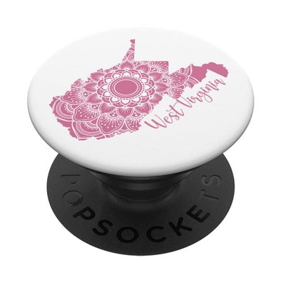 West Virginia State Pride Rose Pink Mandala PopSockets PopGrip: Swappable Grip for Phones & Tablets