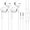2Pack Wired Earbuds, with Microphone and Volume Control,3.5mm in-Ear Earphones/Headphones/Headset with Noise cancelling and Deep bass Compatible with iPhone/iPad/ tablet/Android/Laptops/PC (White) view 1