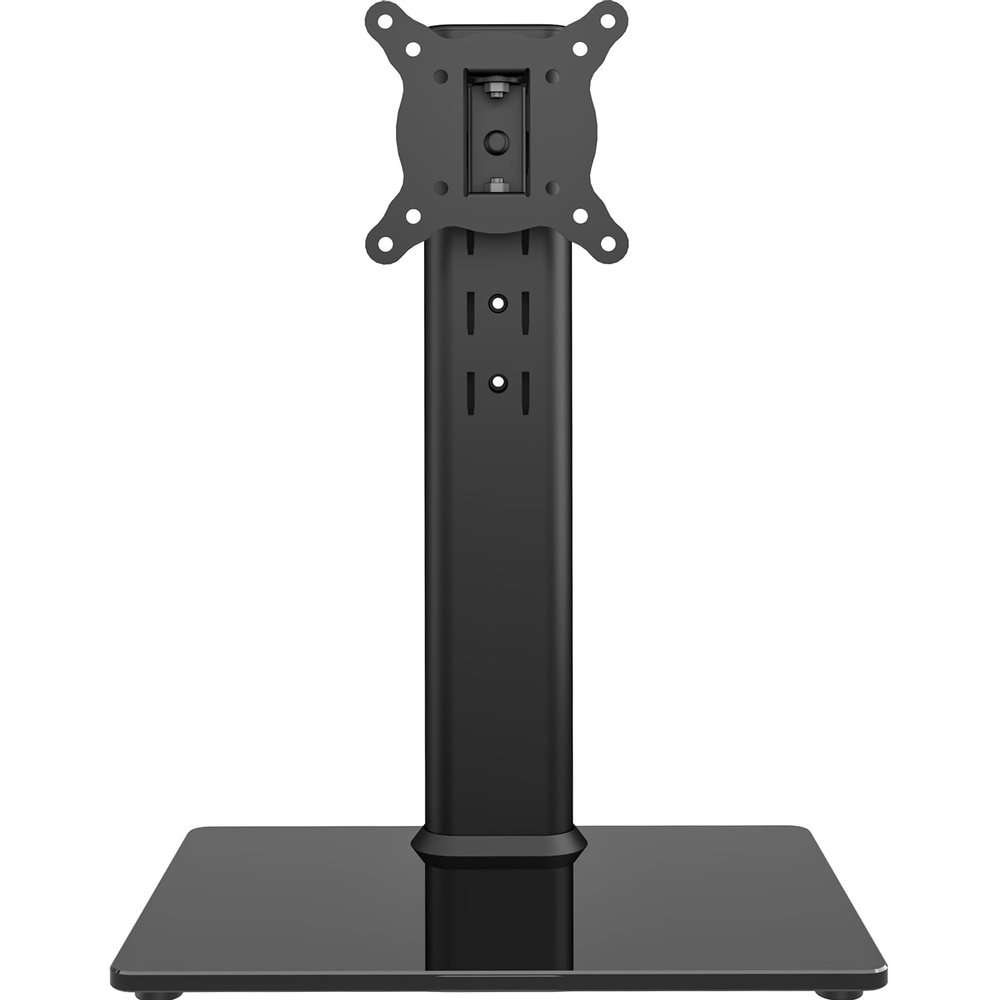 Universal Swivel TV Stand/Base Table Top TV Stand for 13 to 32 inch TVs with 100 Degree Swivel, 4 Level Height Adjustable, Heavy Duty Tempered Glass Base, Holds up to 77lbs, HT07B-001