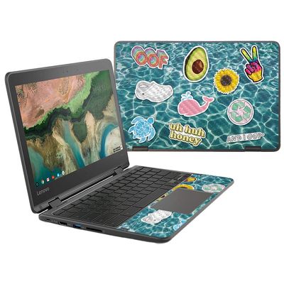 MightySkins Carbon Fiber Skin for Lenovo 300E Chromebook 11.6" (2018) - Vsco Girl | Protective, Durable Textured Carbon Fiber Finish | Easy to Apply, Remove, and Change Styles | Made in The USA