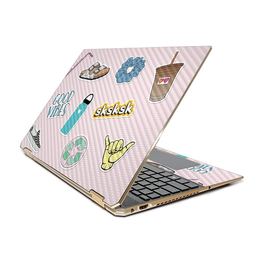 MightySkins Carbon Fiber Skin for HP Spectre X360 15.6" Gem-Cut (2019) - Vsco Girl | Protective, Durable Textured Carbon Fiber Finish | Easy to Apply, Remove, and Change Styles | Made in The USA