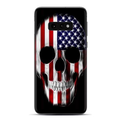 Skins Cover for Galaxy S10e - Decals Vinyl wrap - Decal Stickers Skins Cover -American Skull Flag in Skull