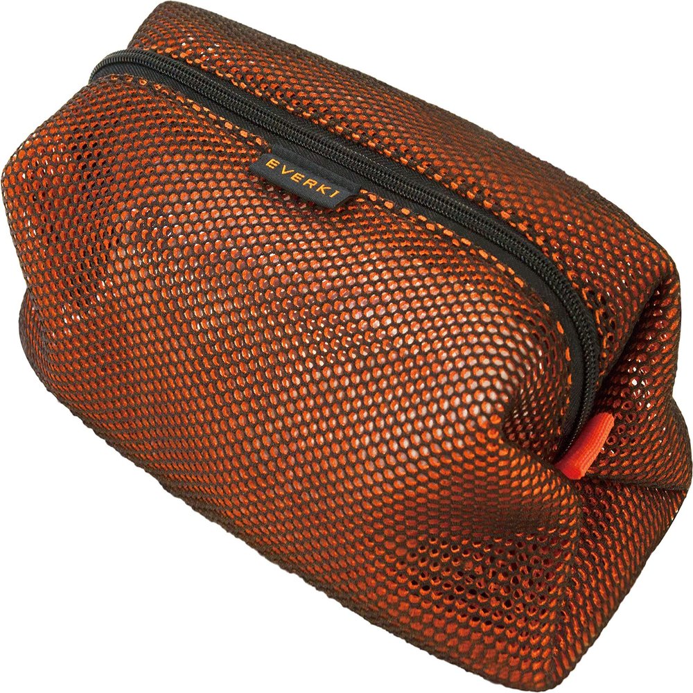 EVERKI Travel Cord Organizer Mesh Pouch Bag - Mesh Cable Organizer Bag with Zipper, Universal Electronics Purse Pouches for Inside Purse Case for Laptop Adapter, Carry On Packing Essentials, Orange