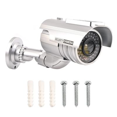 Othmro Fake Security Camera Plastic Dummy Camera CCTV Solar Powered Surveillance System for Home Outdoor Indoor Protect Your Homes,Retail Shops and Business Silver 1Pcs