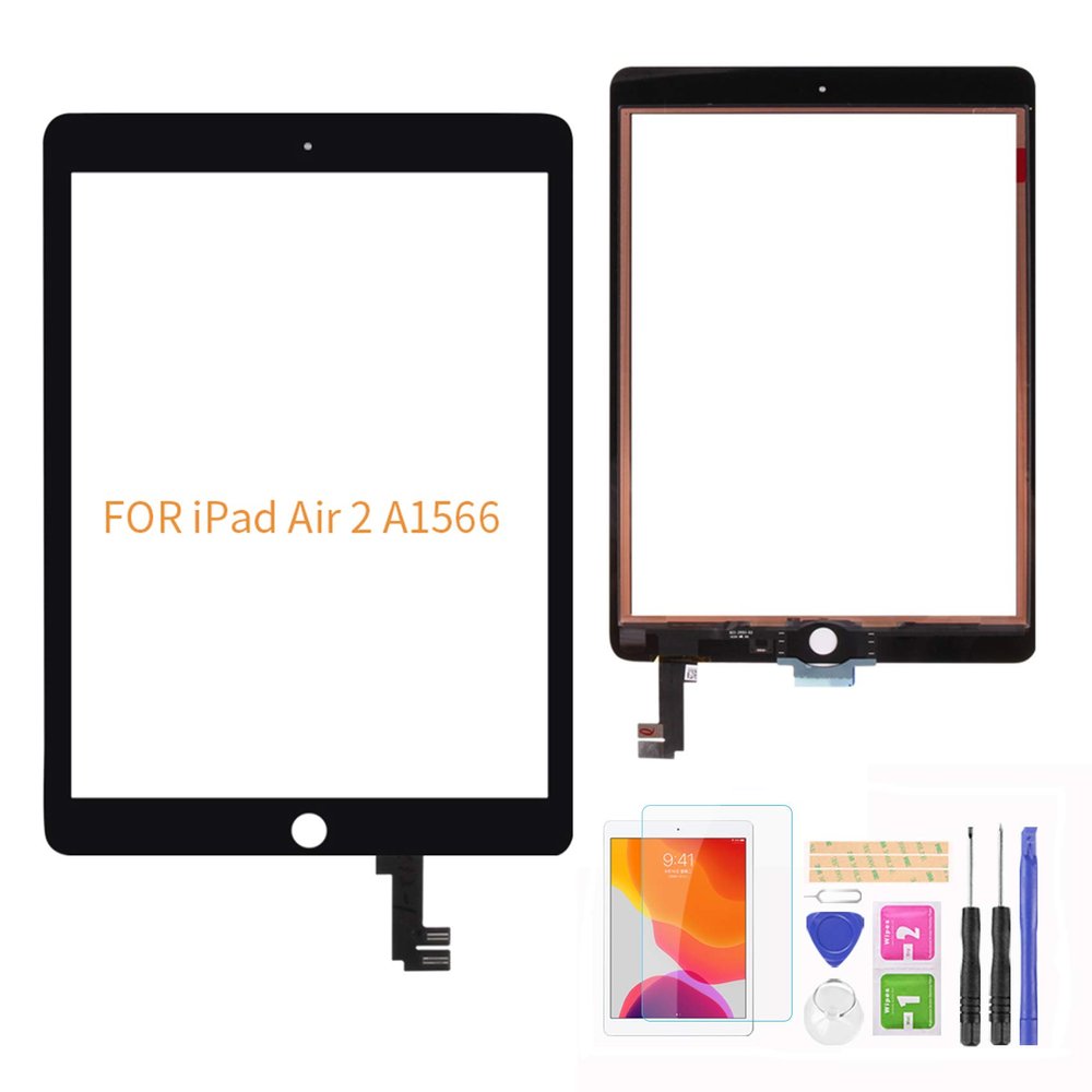 A-MIND For IPad Air 2 A1566 A1567 Touch Screen Digitizer Replacement LCD Not IncludeNO Home Button With Screen Protector+Repair Tools(Black)