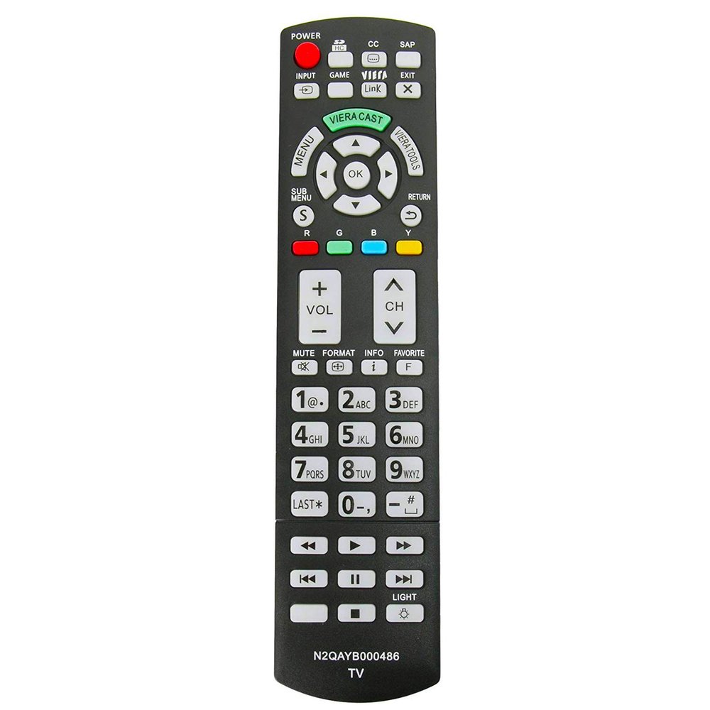 N2QAYB000486 Remote fit for Panasonic TV TC-L42D30 TC-P42G25 TC-P46G25 TC-P50G25 TC-P54G25 TC-P50G20 TC-P54G20 TC-P42GT25 TC-P50GT25 TC-46PGT24 TC-P50VT25 TC-P54VT25 TC-P58VT25 TC-P65VT25 TC-P50VT20
