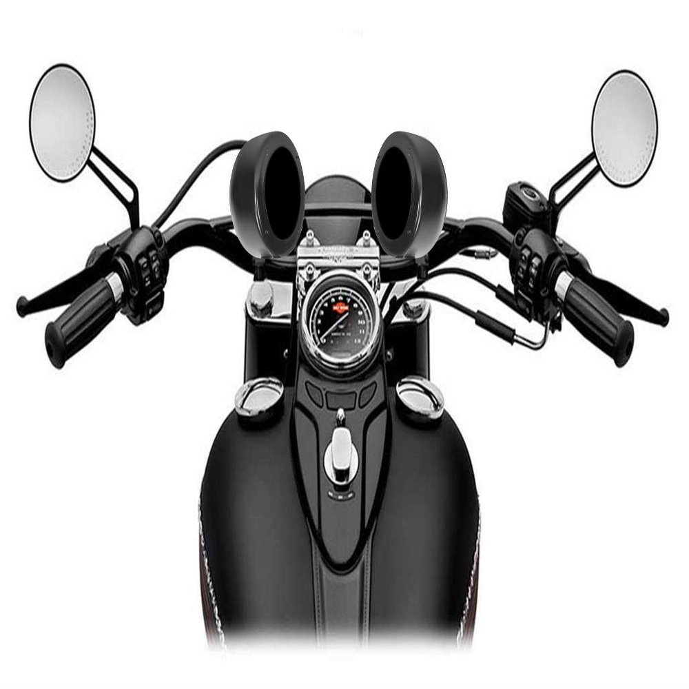Rockville MAC40B 4-in Black Swivel Aluminum Motorcycle Handlebar Speaker Pods, 6061 Aircraft-Grade Build, Waterproof Marine Design, 360 Mounting Clamps Fit 0.75-1.5-in Bars, 2-Piece