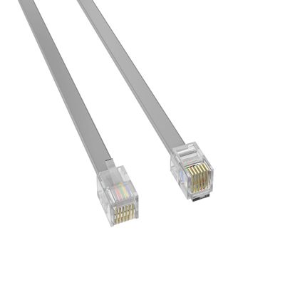 CableLeader 7ft RJ-12 6P6C Modular Phone Cable, Gold-Plated Telephone Line Flat Cord for Data, Voice & Fax, Straight Wiring