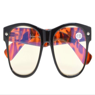Blue Light Filter UV Protection Classic Eyeglasses Computer Reading Glasses(Demi-Arm) +1.5