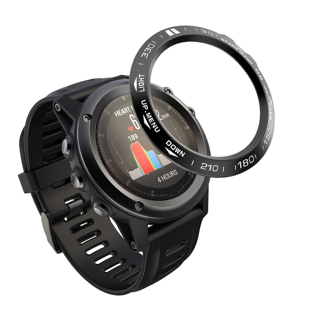 DKEnjoy Stainless Steel Bezel Ring Adhesive Cover Anti Scratch Dial Protector Compatible for Garmin Fenix 3/Fenix 3 HR Smartwatch (B-Black)