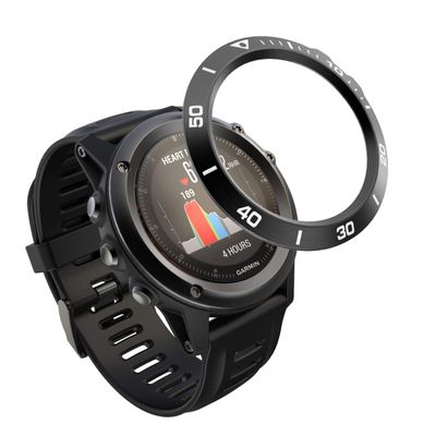 DKEnjoy Stainless Steel Bezel Ring Adhesive Cover Anti Scratch Dial Protector Compatible for Garmin Fenix 3/Fenix 3 HR Smartwatch (A-Black)