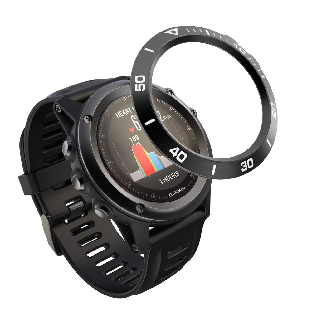DKEnjoy Stainless Steel Bezel Ring Adhesive Cover Anti Scratch Dial Protector Compatible for Garmin Fenix 3/Fenix 3 HR Smartwatch (A-Black)