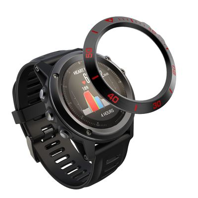 DKEnjoy Stainless Steel Bezel Ring Adhesive Cover Anti Scratch Dial Protector Compatible for Garmin Fenix 3/Fenix 3 HR Smartwatch (A-Red)