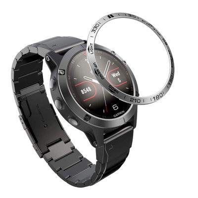 DKEnjoy Stainless Steel Bezel Ring Adhesive Cover Anti Scratch Dial Protector Compatible for Garmin Fenix 5 Smartwatch (B-Silver)
